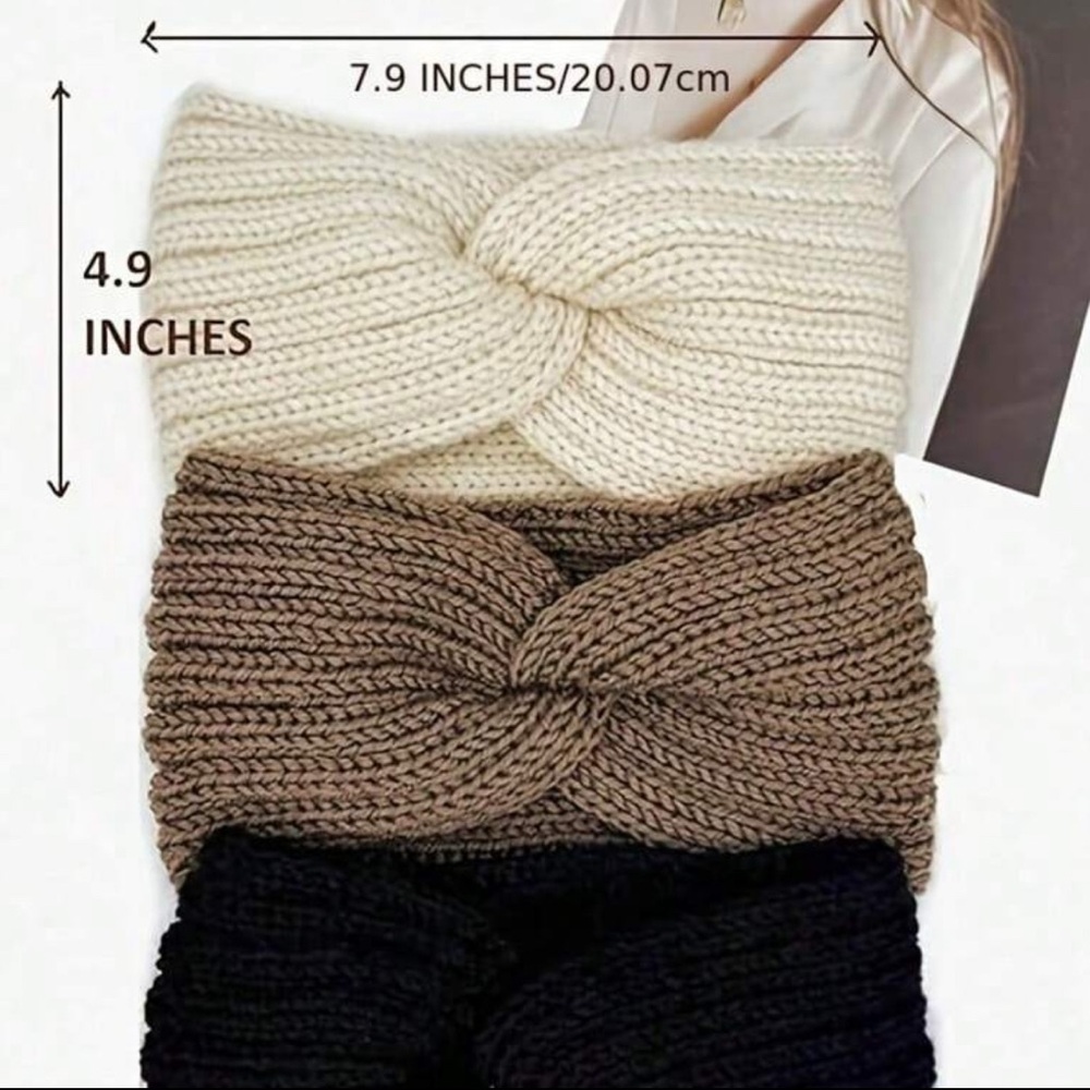 🌹 Pick Your Color - Stylish Knitted Headbands - Black, Cream or Brown - Picture 5 of 6